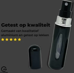Cetins - Parfum Verstuiver Navulbaar - Mini Parfum Flesje - Reisflesje – Zwart -Parfum Promotiewinkel 1200x1187
