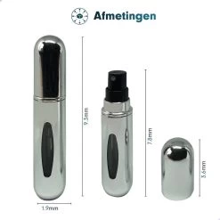 MaxedMore Navulbare Parfumverstuiver 5ml Zilver - 65 Keer Spraybare Parfum Verstuiver - Hervulbaar Tasverstuiver Voor Parfum - Meeneem Mini Geur Flesje Voor Op Reis - Lipstick Formaat Navulbaar Parfumflesje -Parfum Promotiewinkel 1200x1200 178