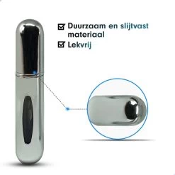 MaxedMore Navulbare Parfumverstuiver 5ml Zilver - 65 Keer Spraybare Parfum Verstuiver - Hervulbaar Tasverstuiver Voor Parfum - Meeneem Mini Geur Flesje Voor Op Reis - Lipstick Formaat Navulbaar Parfumflesje -Parfum Promotiewinkel 1200x1200 181