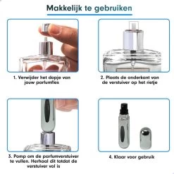 MaxedMore Navulbare Parfumverstuiver 5ml Zilver - 65 Keer Spraybare Parfum Verstuiver - Hervulbaar Tasverstuiver Voor Parfum - Meeneem Mini Geur Flesje Voor Op Reis - Lipstick Formaat Navulbaar Parfumflesje -Parfum Promotiewinkel 1200x1200 183