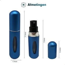 MaxedMore Navulbare Parfumverstuiver 5ml Blauw - 65 Keer Spraybare Parfum Verstuiver - Hervulbaar Tasverstuiver Voor Parfum - Meeneem Mini Geur Flesje Voor Op Reis - Lipstick Formaat Navulbaar Parfumflesje -Parfum Promotiewinkel 1200x1200 224
