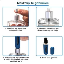 MaxedMore Navulbare Parfumverstuiver 5ml Blauw - 65 Keer Spraybare Parfum Verstuiver - Hervulbaar Tasverstuiver Voor Parfum - Meeneem Mini Geur Flesje Voor Op Reis - Lipstick Formaat Navulbaar Parfumflesje -Parfum Promotiewinkel 1200x1200 226