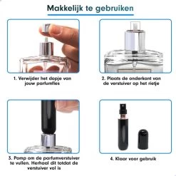 MaxedMore Navulbare Parfumverstuiver 5ml Zwart - 65 Keer Spraybare Parfum Verstuiver - Hervulbaar Tasverstuiver Voor Parfum - Meeneem Mini Geur Flesje Voor Op Reis - Lipstick Formaat Navulbaar Parfumflesje -Parfum Promotiewinkel 1200x1200 84