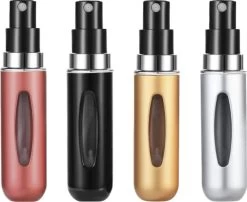 Merkloos Hervulbare Parfumflesjes - Rood + Zwart + Zilver + Goud - 5ML - Verstuiver - Navulbaar