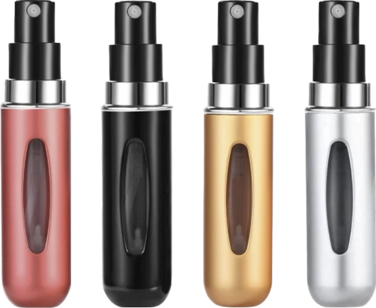 Merkloos Hervulbare Parfumflesjes - Rood + Zwart + Zilver + Goud - 5ML - Verstuiver - Navulbaar 1 Merkloos Hervulbare Parfumflesjes - Rood + Zwart + Zilver + Goud - 5ML - Verstuiver - Navulbaar