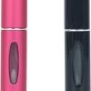 Merkloos Mini Hervulbare Parfum Fles – Spray – Draagbare Fles – Verstuiver Fles Reizen - 2pack Zwart En Roos