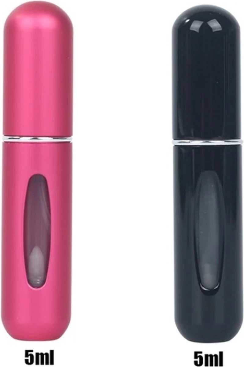 Merkloos Mini Hervulbare Parfum Fles – Spray – Draagbare Fles – Verstuiver Fles Reizen - 2pack Zwart En Roos 1 Merkloos Mini Hervulbare Parfum Fles – Spray – Draagbare Fles – Verstuiver Fles Reizen - 2pack Zwart En Roos