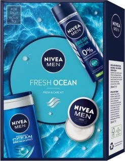 Nivea Men GP 'Fresh Ocean' Deo Fresh Ocean 150ml+ Fresh Care Kit Creme + Douche Gel 250ml - Mannen - Cadeau Geschenkverpakking - Geschenk Verzorging
